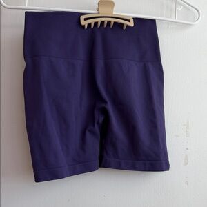 High-Rise Women's Ribbed Waist Bike Shorts in Deep Purple